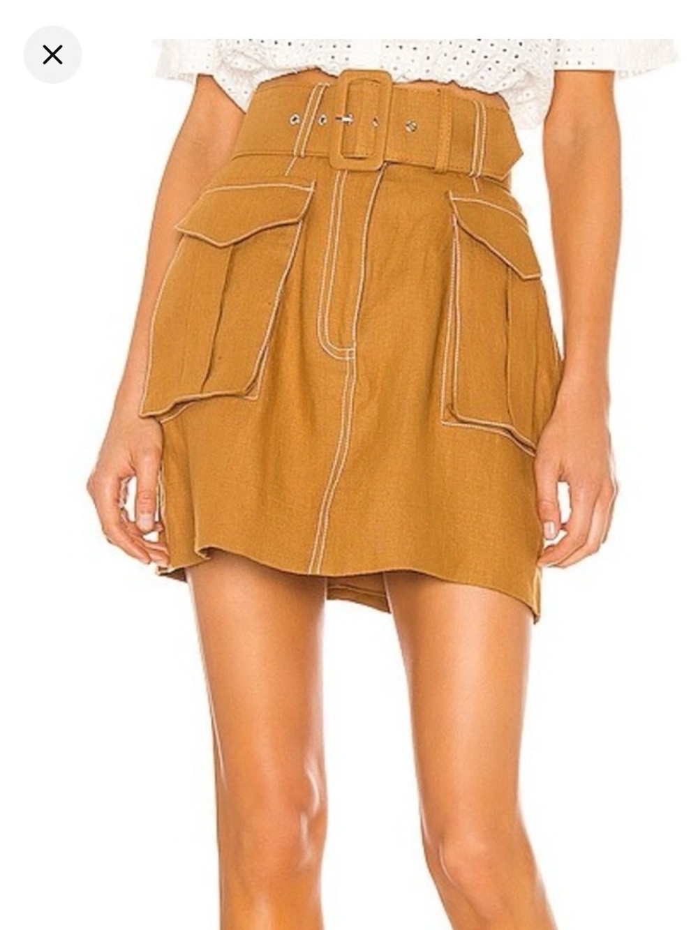 Shona Joy Caramel Cargo Mini Skirt with Belt